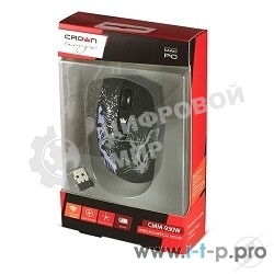 Мышь беспроводная Crown CMM-930W черный, 1600 dpi, радиоканал, USB, кнопки - 4