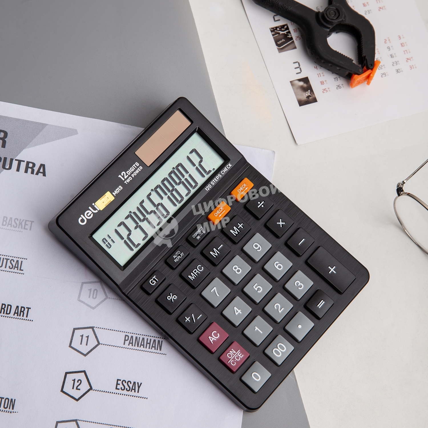 Калькулятор настольный Deli EM01320 черный 12-разр.