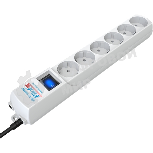 Сетевой фильтр Pilot S 3м, 6 розеток, белый, коробка