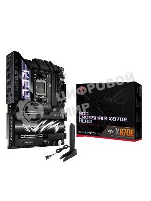 Материнская плата ASUS ROG CROSSHAIR X870E HERO, AM5, AMD X870E, 4xDDR5, 4xSATA, 5xM.2, 2xPCI-E 5.0 x16, 1xHDMI, 2xUSB-C (видео), 2x 5Gb LAN, 6xUSB-A 3.2 Gen 2, 2xUSB-C 3.2 Gen 2, 2xUSB4, 2x3.5 мм, 7.1, ATX