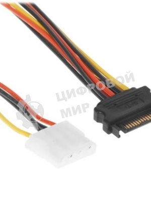 Кабель питания SATA Cablexpert CC-SATA-2MOLEX-20CM, Sata 15pin/2x Molex 4pin, 20 см, пакет
