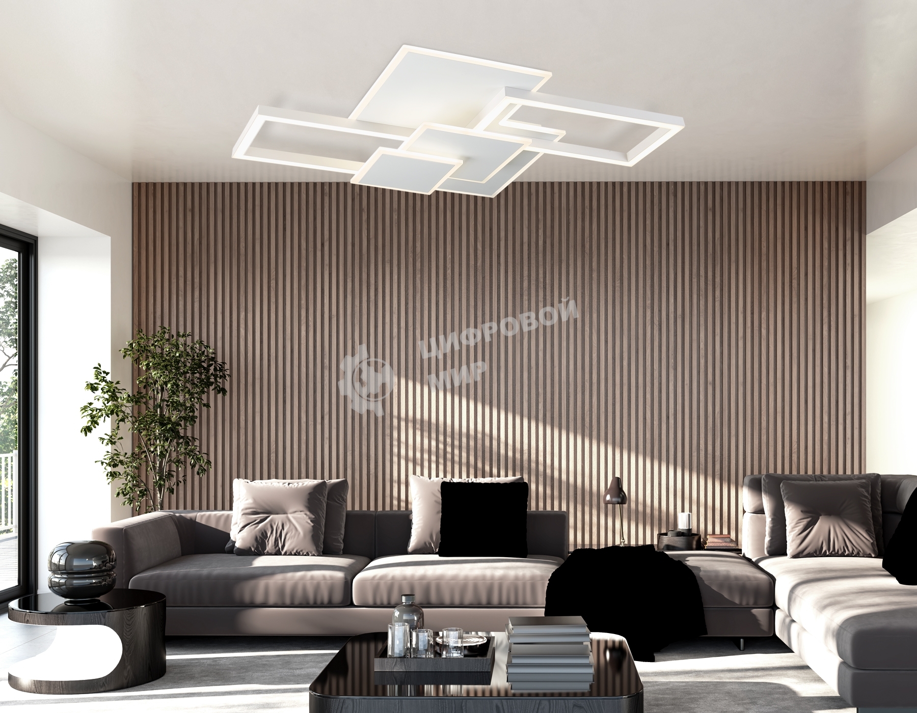 Потолочный светодиодный светильник Ambrella light FA1031/5 WH белый 95W 3000K-6400K 705*500*95 (ПДУ ИК)