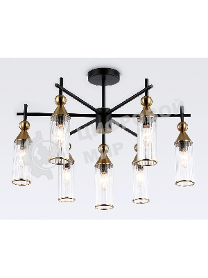 Люстра Ambrella light LH55257/7 BK/BS/CL черный/латунь/прозрачный E14*7 max 40W D640*520