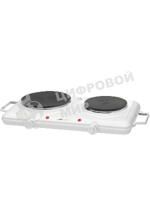 Плита настольная электрическая Clatronic DKP 3583 белый, 2.5 кВт, ТЭН, конфорки - 2, эмаль, поворотные переключатели