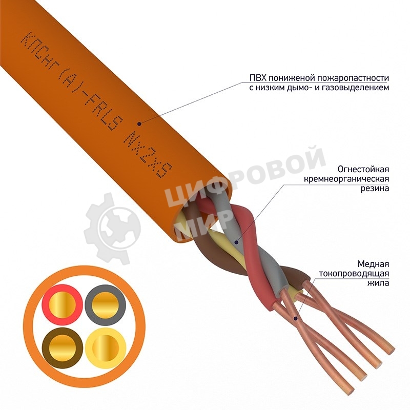 Кабель огнестойкий Rexant КПСнг(А)-FRLS 2x2x0,50 мм², бухта 200 м, 01-4909
