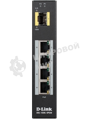 Коммутатор D-Link DIS-100G-5PSW/A1A Промышленный неуправляемый коммутатор с 4 портами 10/100/1000Base-T, 1 портом 1000Base-X SFP, функцией энергосбере