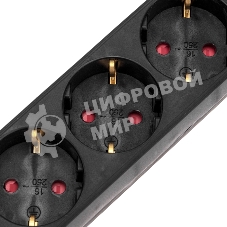 Удлинитель STANDARD 5 гнезд, 3м, 3х1,0мм², с/з, с выключателем, черный REXANT