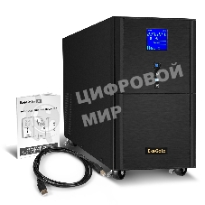 Источник бесперебойного питания (инвертор, синус, для котла) ExeGate SineTower SN-5000.LCD.AVR.2SH.1C13.T.RJ.USB 5000VA/4000W, чистая синусоида, LCD дисплей, AVR, 2*Schuko+1*C13+1*ternimal, RJ45/11, USB, линейно-интерактивный, черный