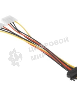 Кабель питания SATA Cablexpert CC-SATA-2MOLEX-20CM, Sata 15pin/2x Molex 4pin, 20 см, пакет
