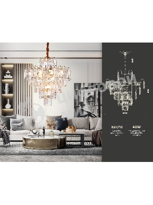 Светильник Ambrella light TR5233/12 SGD/CL/FR золото/прозрачный/белый матовый E27*12 max 40W D600*610