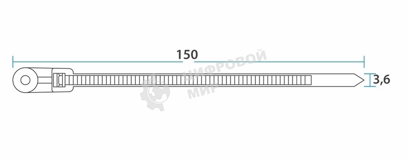 Хомут-стяжкa нейлоновая под винт Rexant 150x3,6 мм, черная, упаковка 100 шт.