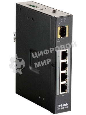 Коммутатор D-Link DIS-100G-5PSW/A1A Промышленный неуправляемый коммутатор с 4 портами 10/100/1000Base-T, 1 портом 1000Base-X SFP, функцией энергосбере