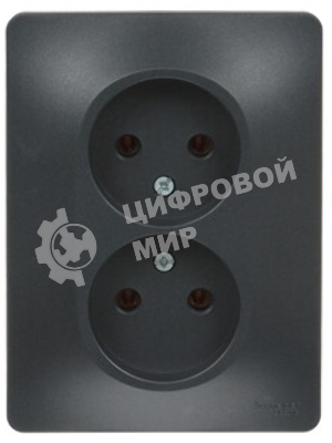 Розетка 2-м СП Glossa 16А IP20 без заземл. в сборе антрацит SchE GSL000720