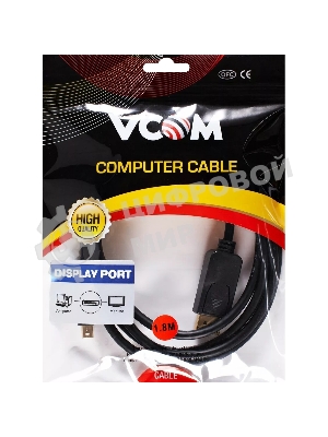 Кабель-переходник Mini DisplayPort M -> DisplayPort M 4K*60 Hz 1,8 м VCOM CG682-1.8M