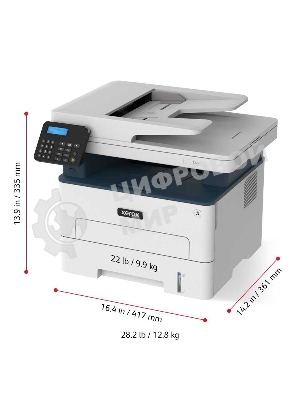 МФУ лазерное Xerox B225 (B225V_DNI), A4, ч/б, печ. до 34 стр/мин., скан. до 23 стр/мин. (ч/б) 7 стр/мин. (цвет), 600x600dpi, USB, RJ-45, Wi-Fi