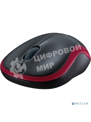 Мышь беспроводная Logitech M185, красный, 1000 dpi, радиоканал, USB, кнопки - 3
