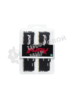 Оперативная память Kingston Fury Beast Black RGB, DDR5, 64Gb (2x32 Gb), 5200 MHz, CL40, радиатор, RGB, черный