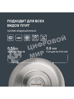 Чайник металлический Rondell Sieden RDS-088 3 л, стальной
