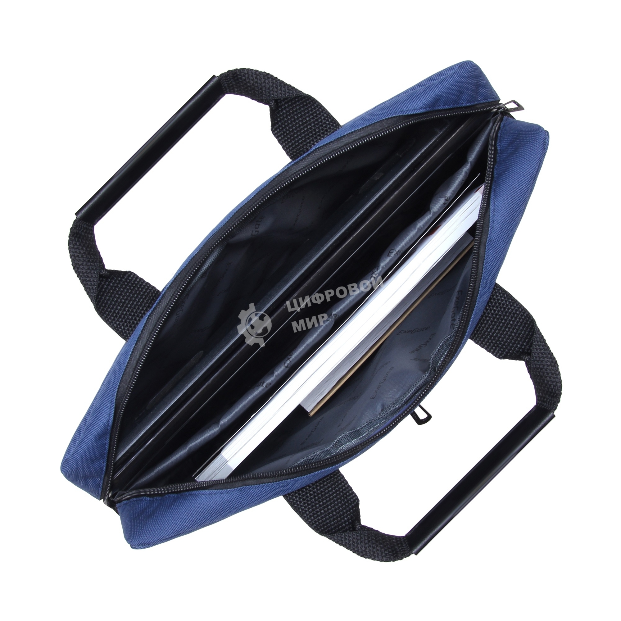 Сумка для ноутбука ExeGate EX264613RUS Office F1590 Dark-Blue, темно-синяя, полиэстер, для ноутбуков до 15.6