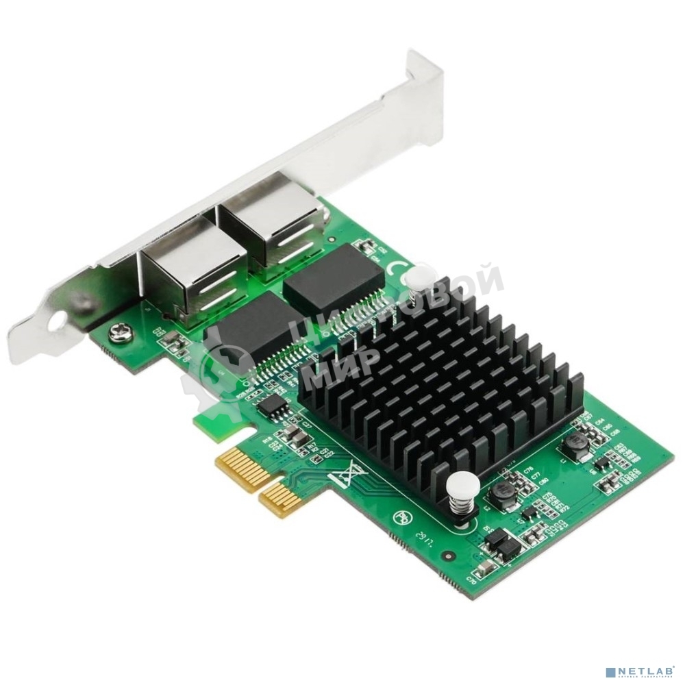 Сетевая карта ORIENT XWT-INT82L2PE PCI-Ex1 v1.0a 2xRJ45 Gigabit Ethernet, Intel 82571GB chipset, 1 Гбит/с, 2 планки крепления в комплекте (31282)