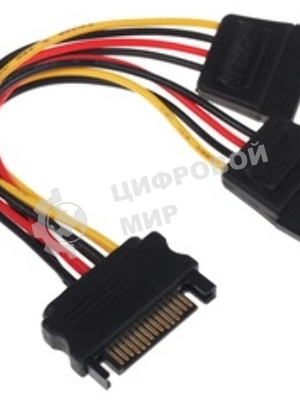 Кабель питания SATA Cablexpert CC-SATAM2F-01, 15pin (M)/2x15pin(F), на 2 SATA устр, 15 см