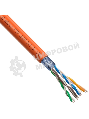 Кабель ExeGate FUTP4-C5e-CCA-S24-IN-LSZH-OR-305 FTP 4 пары кат.5e CCA, 0.51мм (24AWG), экран, 305м, оранжевый, LSZH