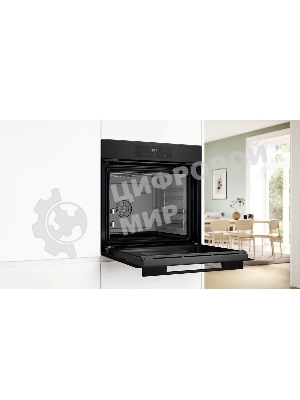Духовой шкаф электрический Bosch HJG852YT0T Serie 6, 60 см, 66 л, черный матовый,сенсорное управление, 8 режимов+AutoPilot 30(30 автоматических программ), LCD-дисплей, галогенное освещение, самоочистка EcoClean,Soft Open and Soft Close door,телескопические направляющие на 2 уровнях