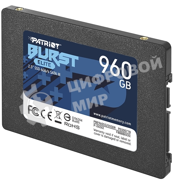 Накопитель SSD Patriot Burst Elite, 960Gb, SATA, 2.5