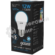 Лампа светодиодная Gauss 102502312 12Вт цок.: E27 груша 220B 6500K св. свеч. бел. хол. (упак.: 10 шт)