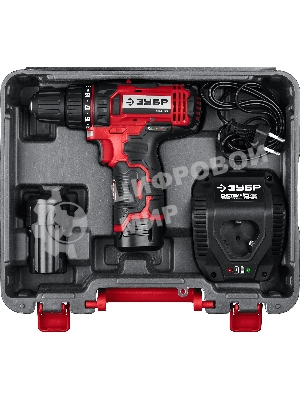 Дрель-шуруповерт Зубр ДШЛ-125-22, 12 В, 2 Ач, 30 Нм, щеточный