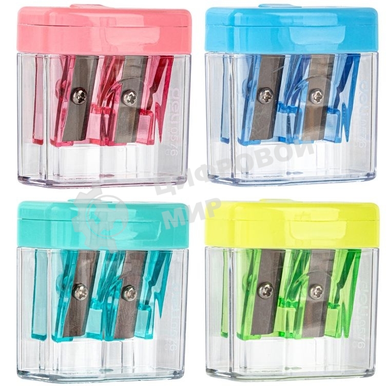 Точилка для карандашей ручная Deli E0576, 2 отверстия, пластик, ассорти