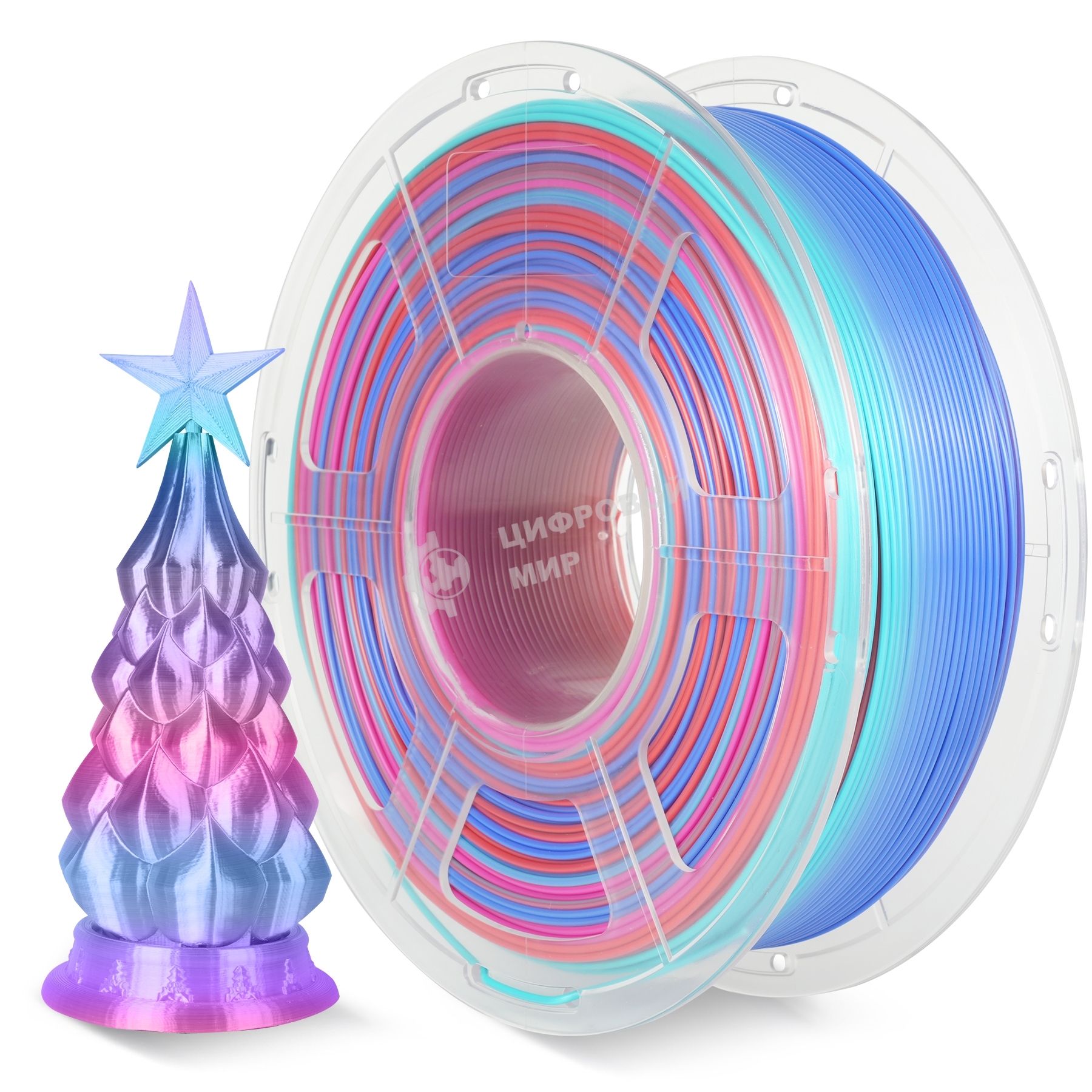 Филамент NVPrint Silk PLA+ Rainbow 02 для 3D печати диаметр 1.75мм длина 330 метров масса 1 кг