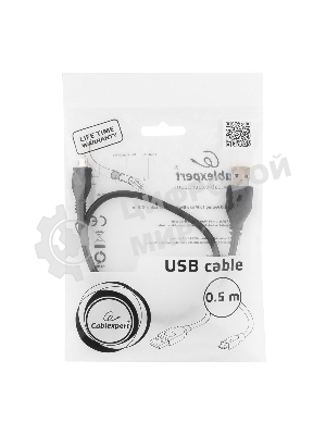 Кабель Gembird/Cablexpert USB 2.0 Pro, AM/microBM 5P, 0.5м, экран, черный, пакет