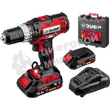 Дрель-шуруповерт Зубр ДШЛ-145-22, 14,4 В, 2 Ач, 35 Нм, щеточный