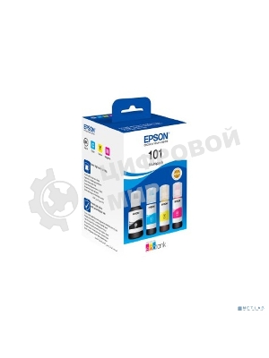 Чернила оригинальные Epson 101 / C13T03V64A мультипак, черный 127 мл., голубой, пурпурный, желтый - 210 мл. для Epson