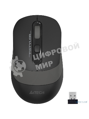 Мышь беспроводная A4Tech Fstyler FG10S черный/серый, 2000 dpi, радиоканал, USB, кнопки - 4