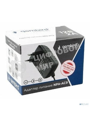 Адаптер питания Gembird NPA-AC9, 12В/2А, 1 штекер 5,5х2,5мм