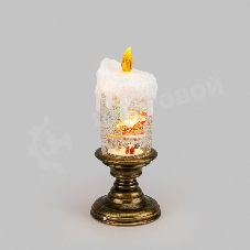 Декоративный светильник Neon-night Свеча с Дедом Морозом с эффектом снегопада и подсветкой, 10,5х10,5х25 см, питание 4хААА (не в комплекте) и USB