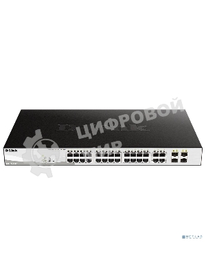 Коммутатор D-Link DGS-1210-28P/FL2A Управляемый L2 PoE-коммутатор, 24x1000Base-T PoE, 4xCombo 1000Base-T/SFP, PoE-бюджет 193 Вт, защита от статического электричества до 6 кВ, CLI