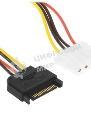 Кабель питания SATA Cablexpert CC-SATA-PS-M, 15 см, sata 15pin/molex 4pin, пакет