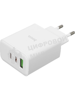 Сетевое зар./устр. Hoco C126A Pure power PD40W three-port(2C1A) charger(EU 40W 3A (PD+QC) универсальное белый