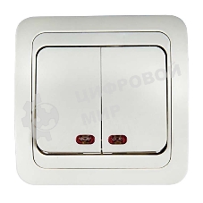 Выключатель 2-кл. CLASSICO с подсвет. 2123 белый ASD/IN HOME 4680005959877