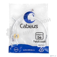 Шнур коммутационный Cabeus, Cat.5e, неэкр., U/UTP, RJ45/RJ45, PVC, AWG24, 1м, белый