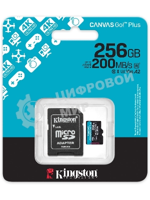 Флеш карта microSDXC 256Gb Kingston SDCG4/256Gb Canvas Go! Plus A2 + adapter