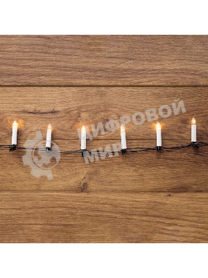 Гирлянда светодиодная Neon-night Свечи 20м, темно-зеленый ПВХ, 100 LED теплый белый, не соединяется