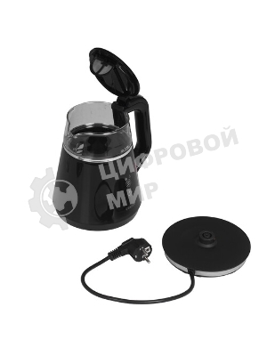 Чайник Centek CT-0019, 1100 Вт, стекло, черный и серебристый