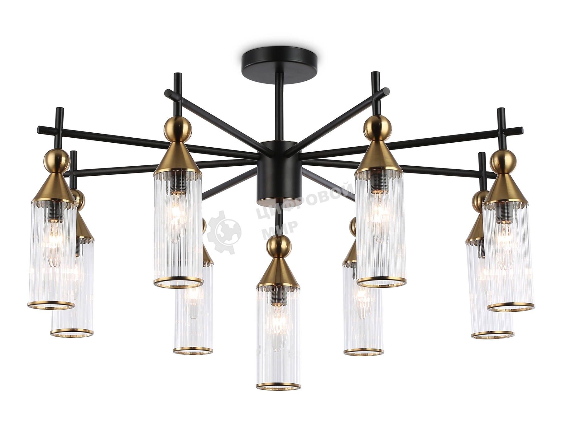 Люстра Ambrella light LH55258/9 BK/BS/CL черный/латунь/прозрачный E14*9 max 40W D770*530