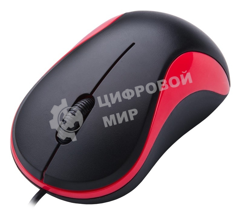 Мышь проводная Oklick 115S черный/красный, 1200 dpi, USB, кнопки - 3