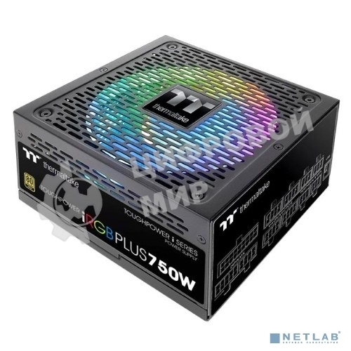 Блок питания Thermaltake Toughpower iRGb PLUS 750W RTL (PS-TPI-0750F3FDGE-1), 750Вт, 80 PLUS Gold, 140мм, модульный, черный