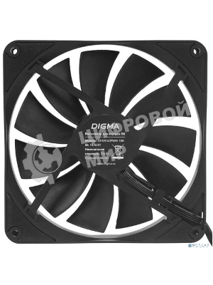 Вентилятор для корпуса Digma DFAN140PWM-1BK черный, 140 мм, 1500 об/мин, 28 дБ, 4 pin